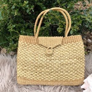 Gorgeous Vintage Purse-Woven Jute-EUC-12x8x3